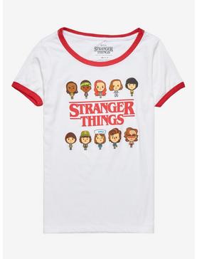 Stranger Things Chibi Characters Girls Ringer T-Shirt, , hi-res