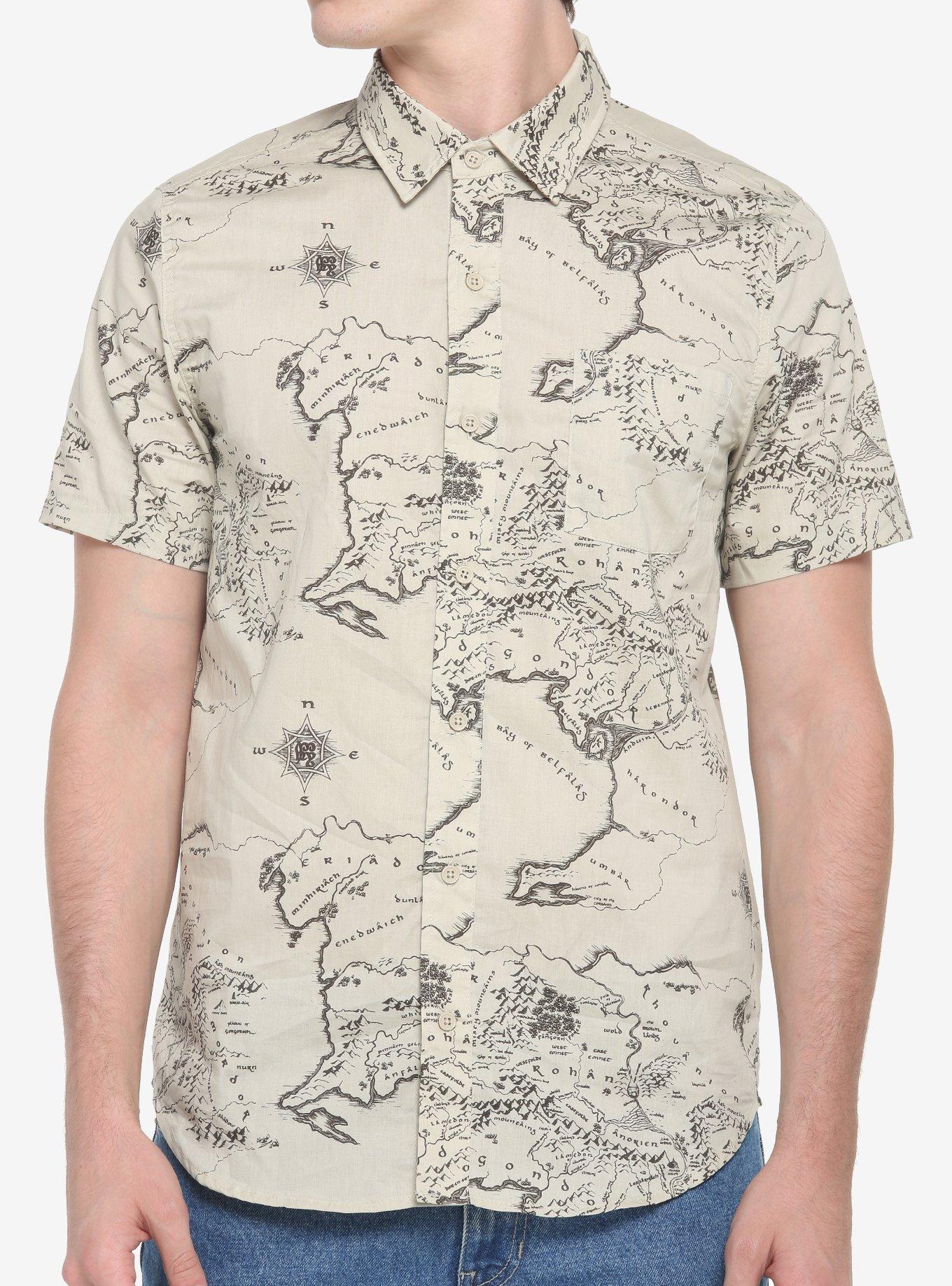 The Lord Of The Rings Middle-Earth Map Woven Button-Up, , hi-res