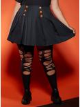 Pumpkin Button Pleated Skirt Plus Size, BLACK, hi-res