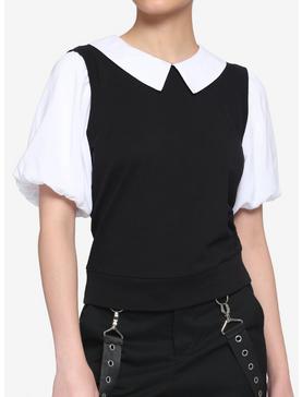 Black & White Collar Girls Twofer Top, , hi-res