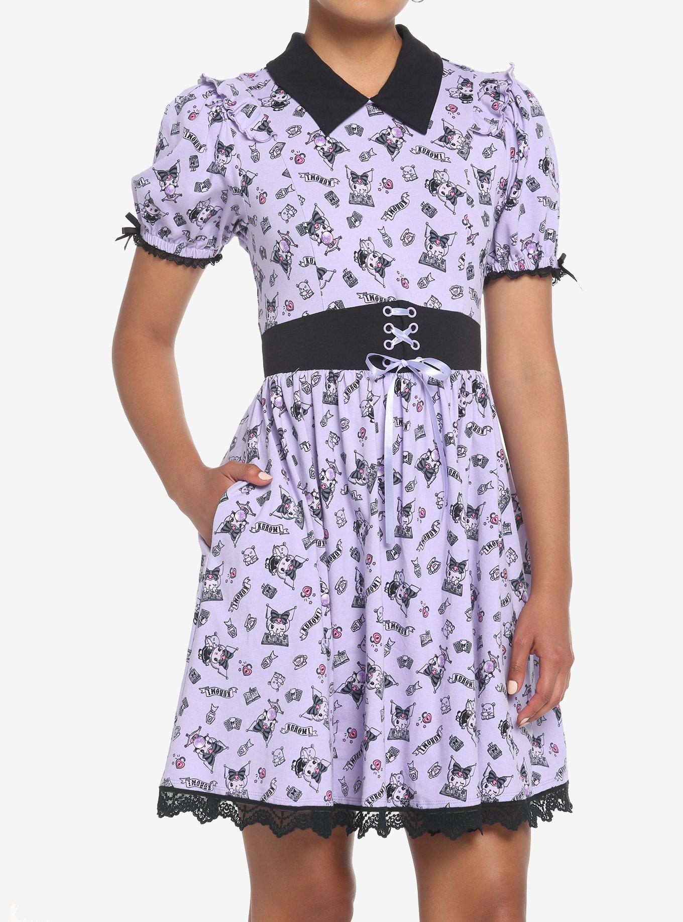 Kuromi Crystal Ball Lolita Lace Dress, BLACK  PURPLE, hi-res