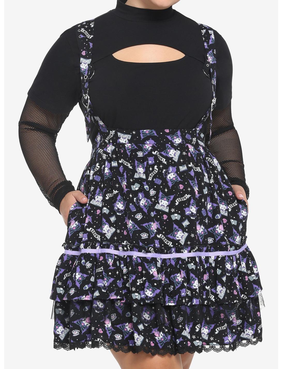 Kuromi Fortune Teller Tiered Suspender Skirt Plus Size, MULTI, hi-res