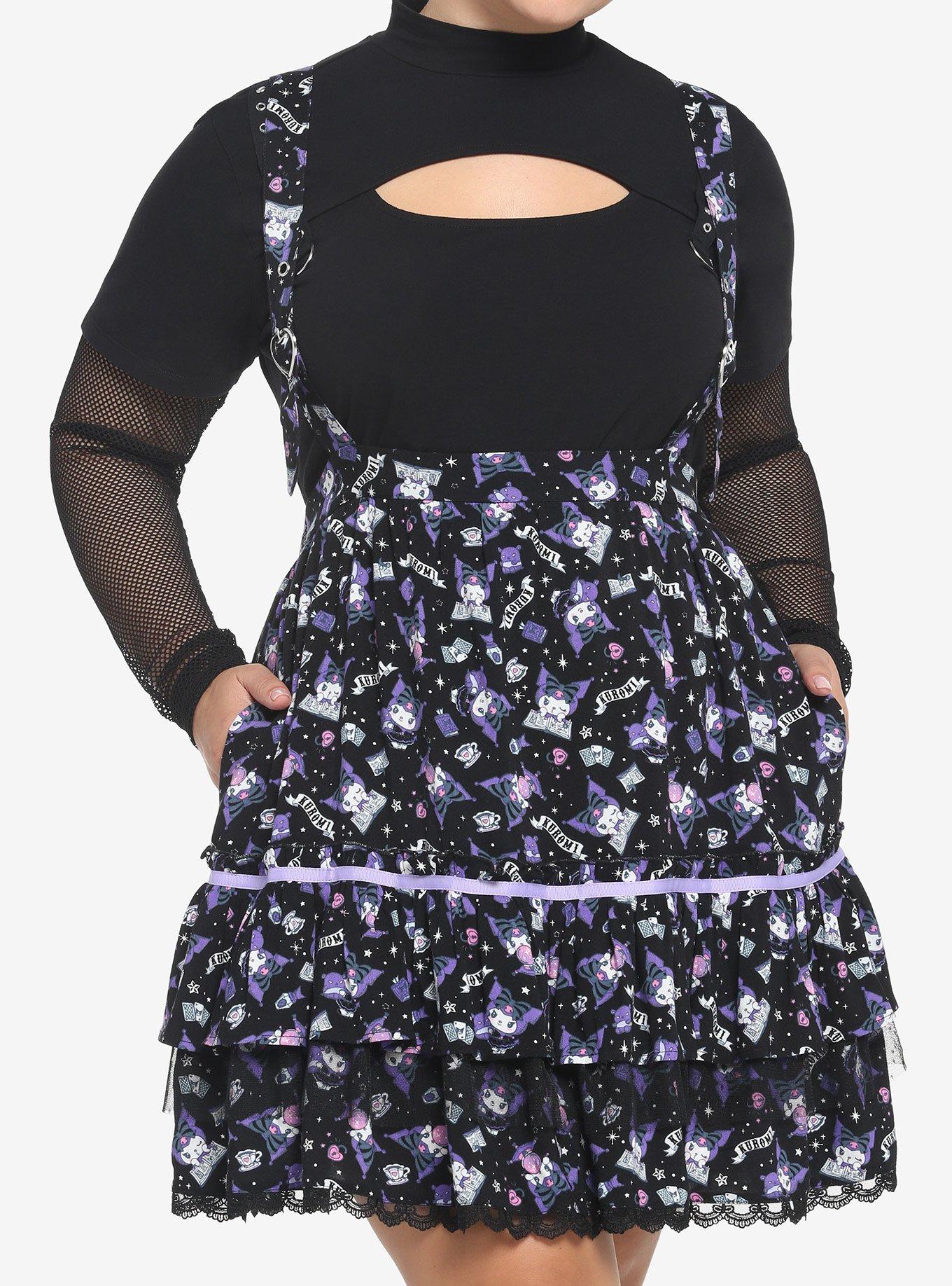 Kuromi Fortune Teller Tiered Suspender Skirt Plus Size, MULTI, hi-res