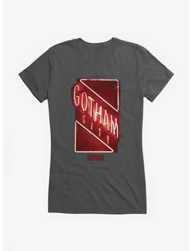 DC Comics The Batman Gotham City Neon Sign Girls T-Shirt, CHARCOAL, hi-res