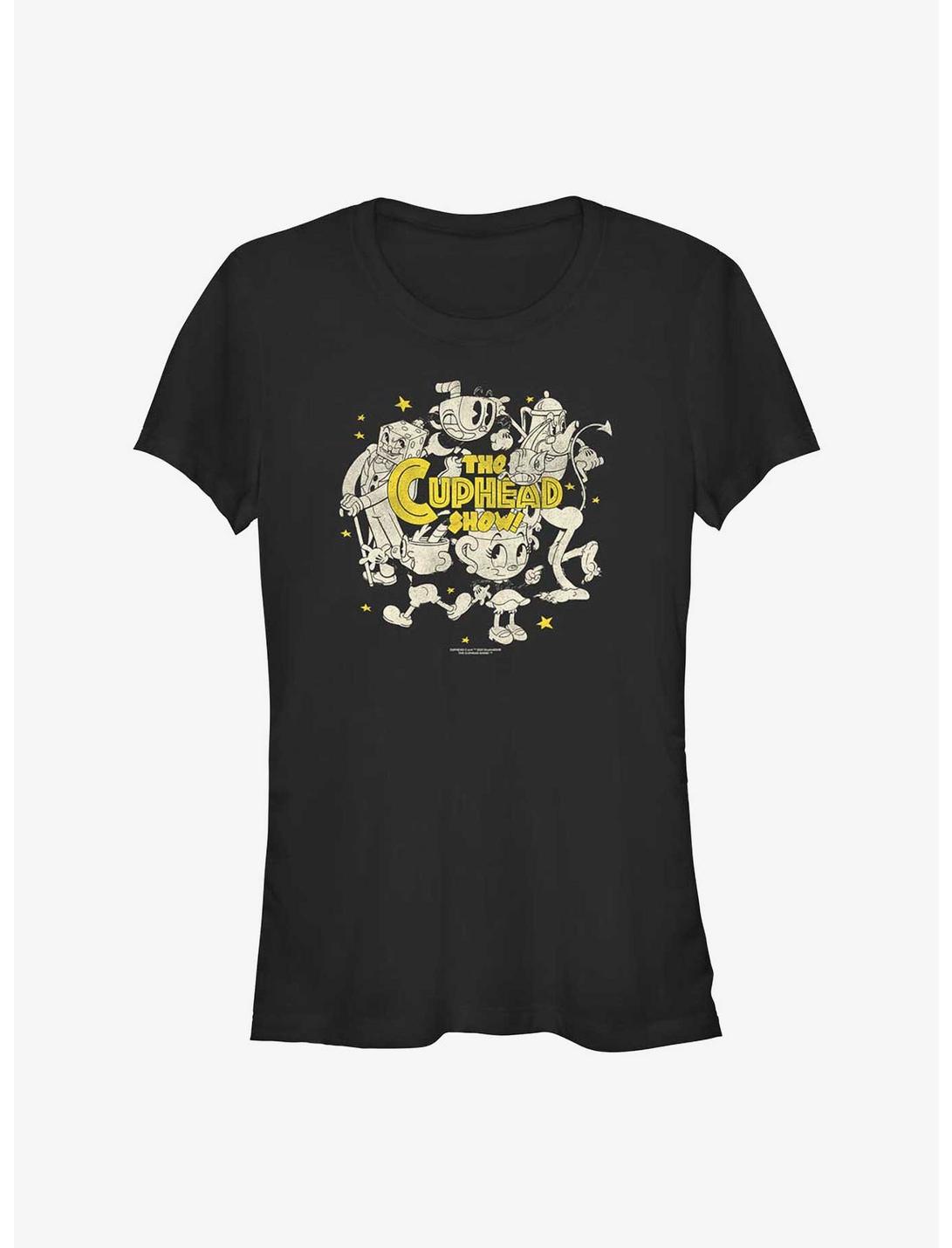 The Cuphead Show! Logo Group Girl's T-Shirt, BLACK, hi-res