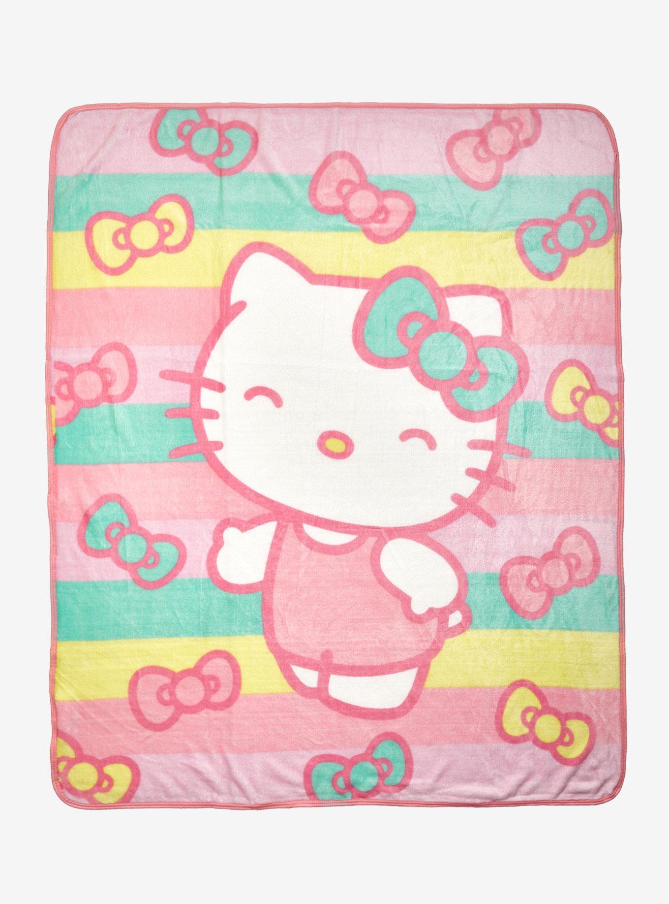 Hello Kitty Pastel Bows Stripe Throw Blanket, , hi-res