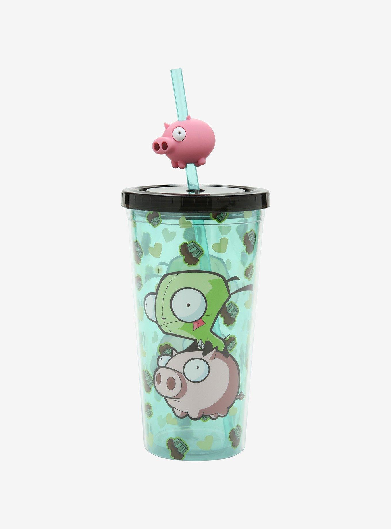 Invader Zim GIR Pig Topper Acrylic Travel Cup