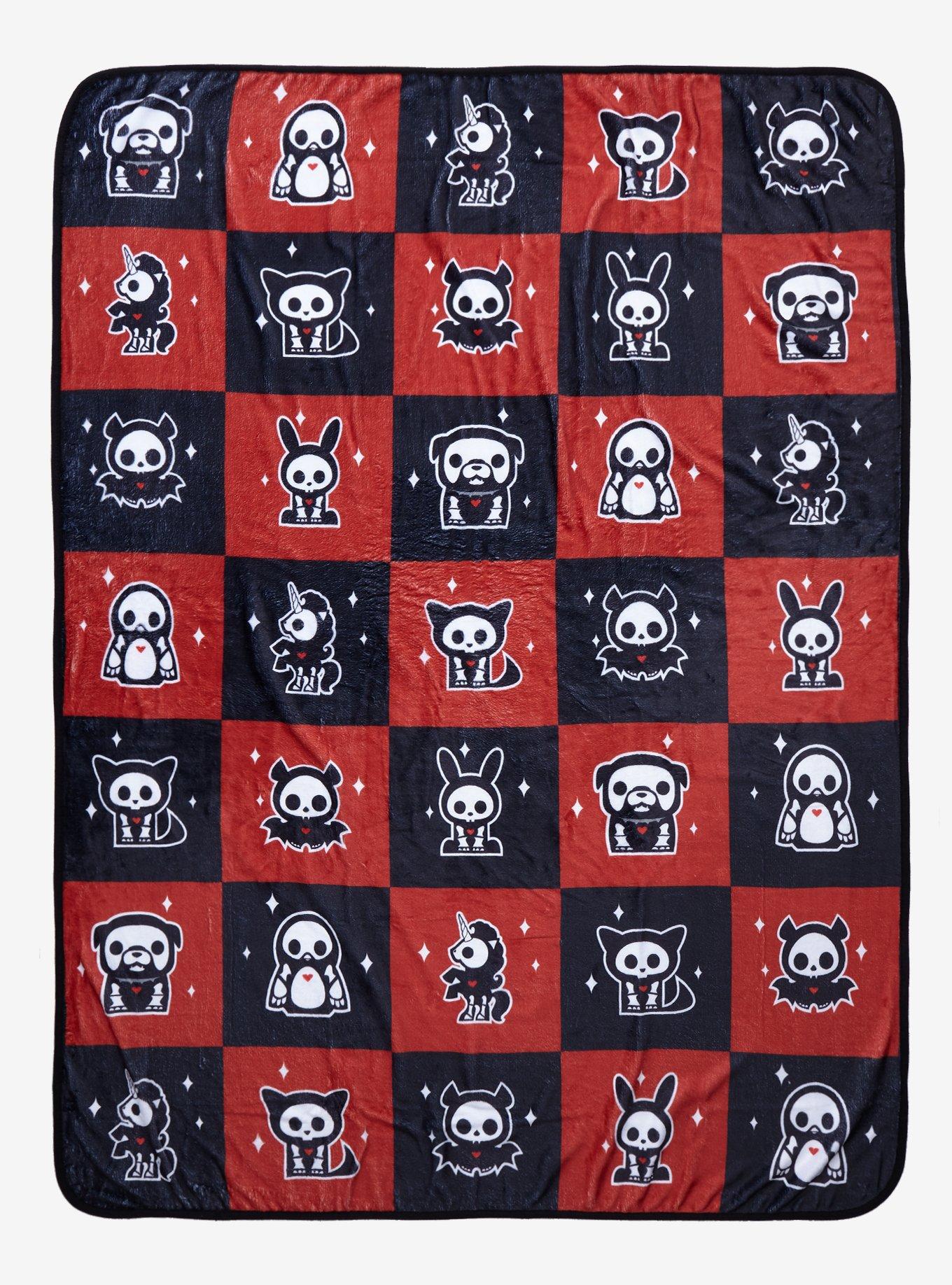 Skelanimals Grid Throw Blanket