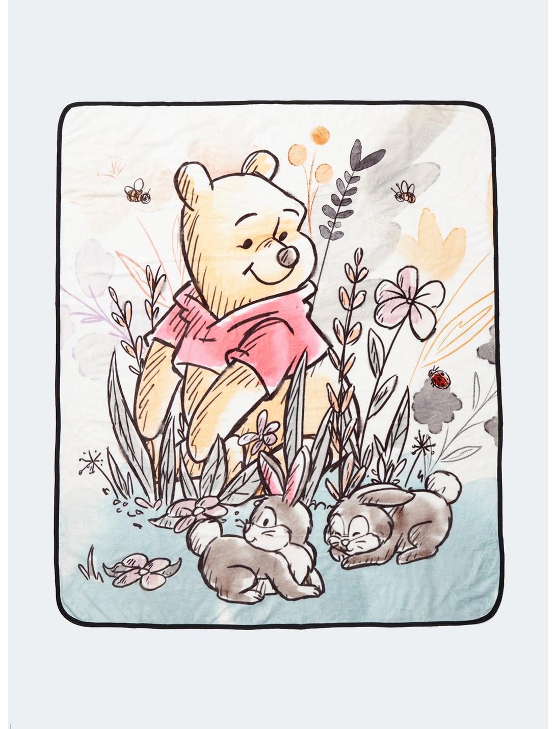 Disney Winnie The Pooh Flowers & Bunny Throw Blanket, , hi-res