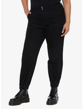 Black Denim Jogger Pants Plus Size, , hi-res