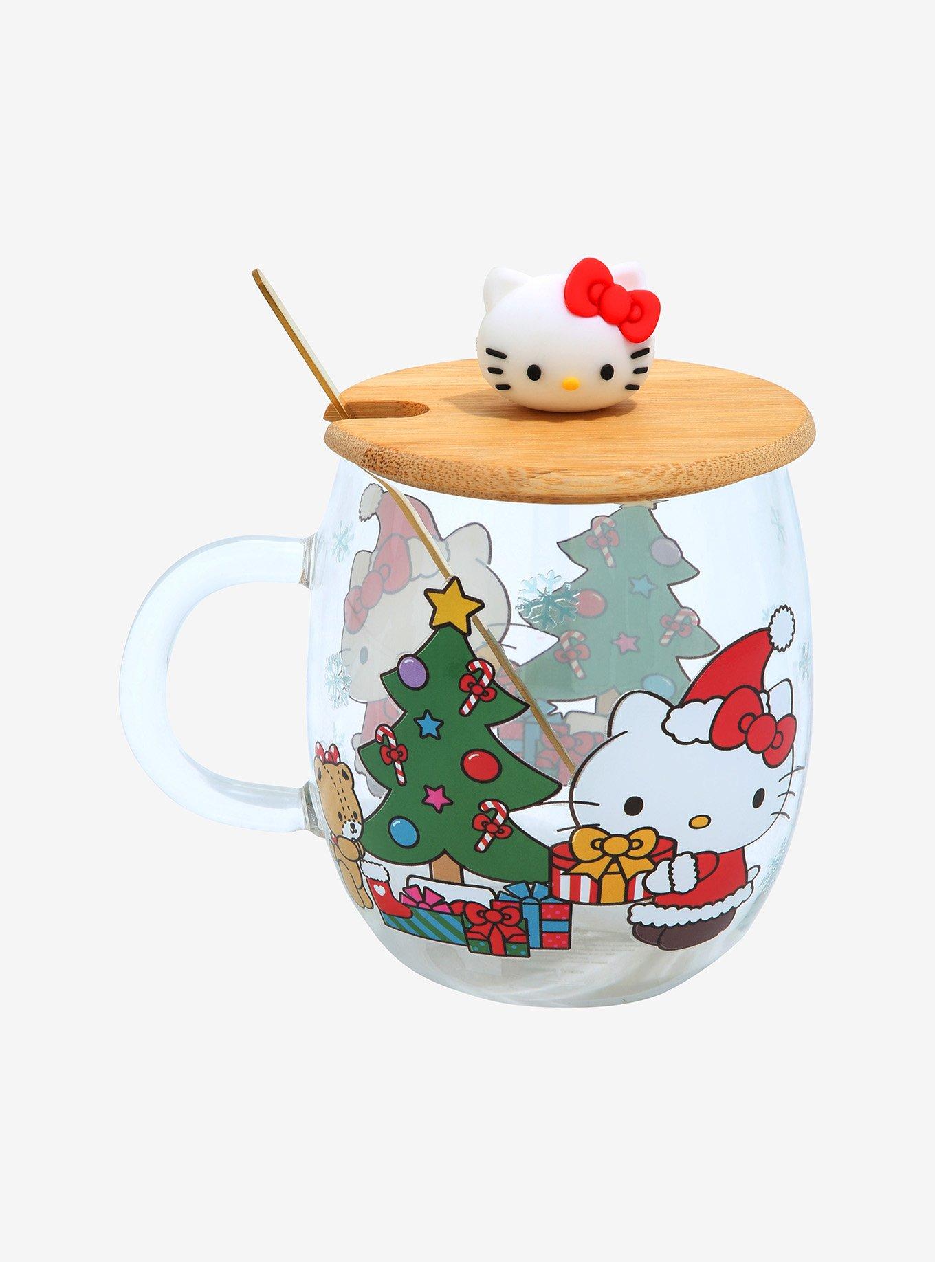 Sanrio Hello Kitty Holiday Glass Mug with Lid & Spoon