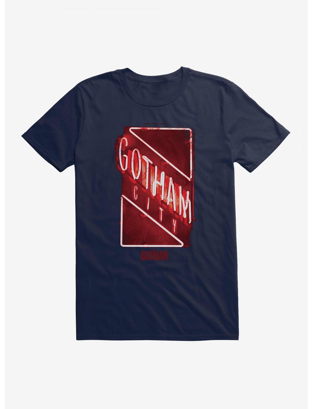 DC Comics The Batman Gotham City Neon Sign T-Shirt, MIDNIGHT NAVY, hi-res