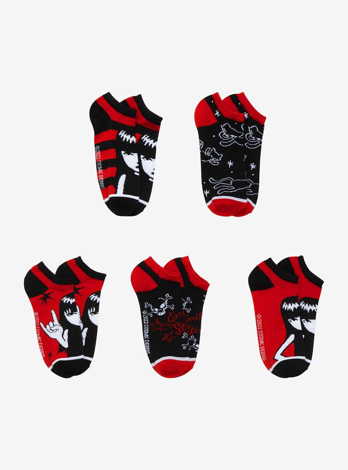 Emily The Strange Poses No-Show Socks 6 Pair, , hi-res