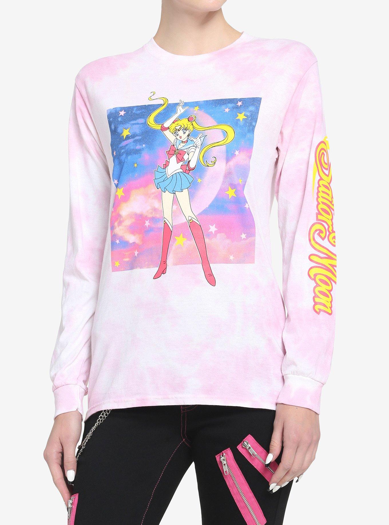 Sailor Moon Galaxy Pink Tie-Dye Long-Sleeve Girls T-Shirt, MULTI, hi-res