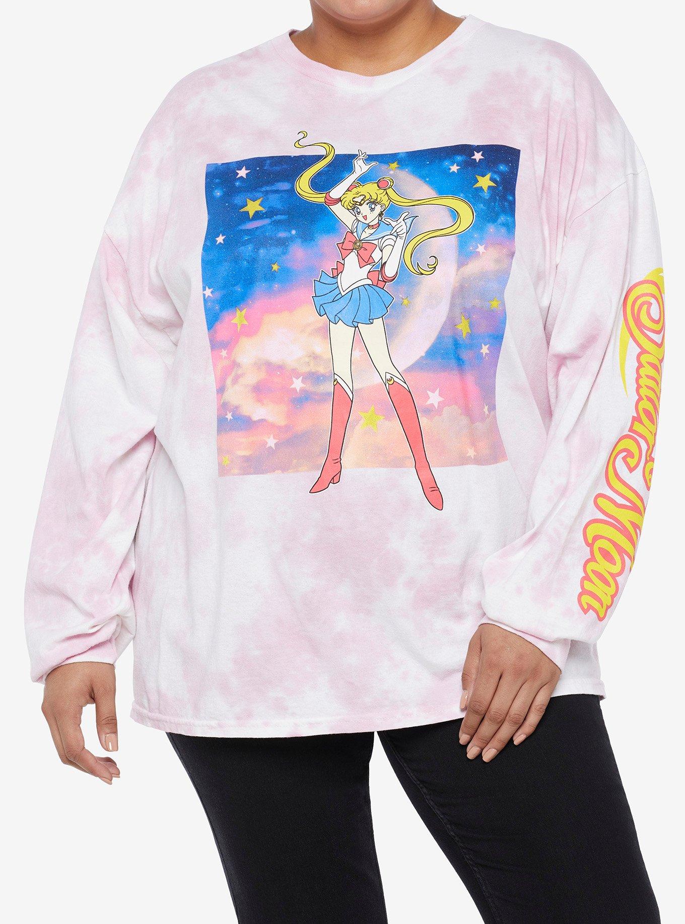Sailor Moon Galaxy Pink Tie-Dye Long-Sleeve Girls T-Shirt Plus Size, , hi-res