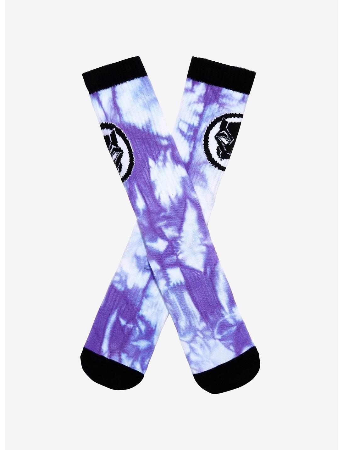 Marvel Black Panther Purple Tie-Dye Crew Socks, , hi-res