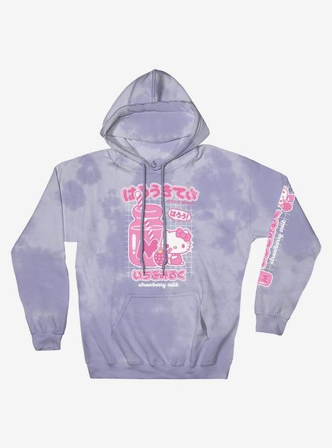 Hello Kitty Strawberry Milk Lavender Tie-Dye Girls Hoodie Plus