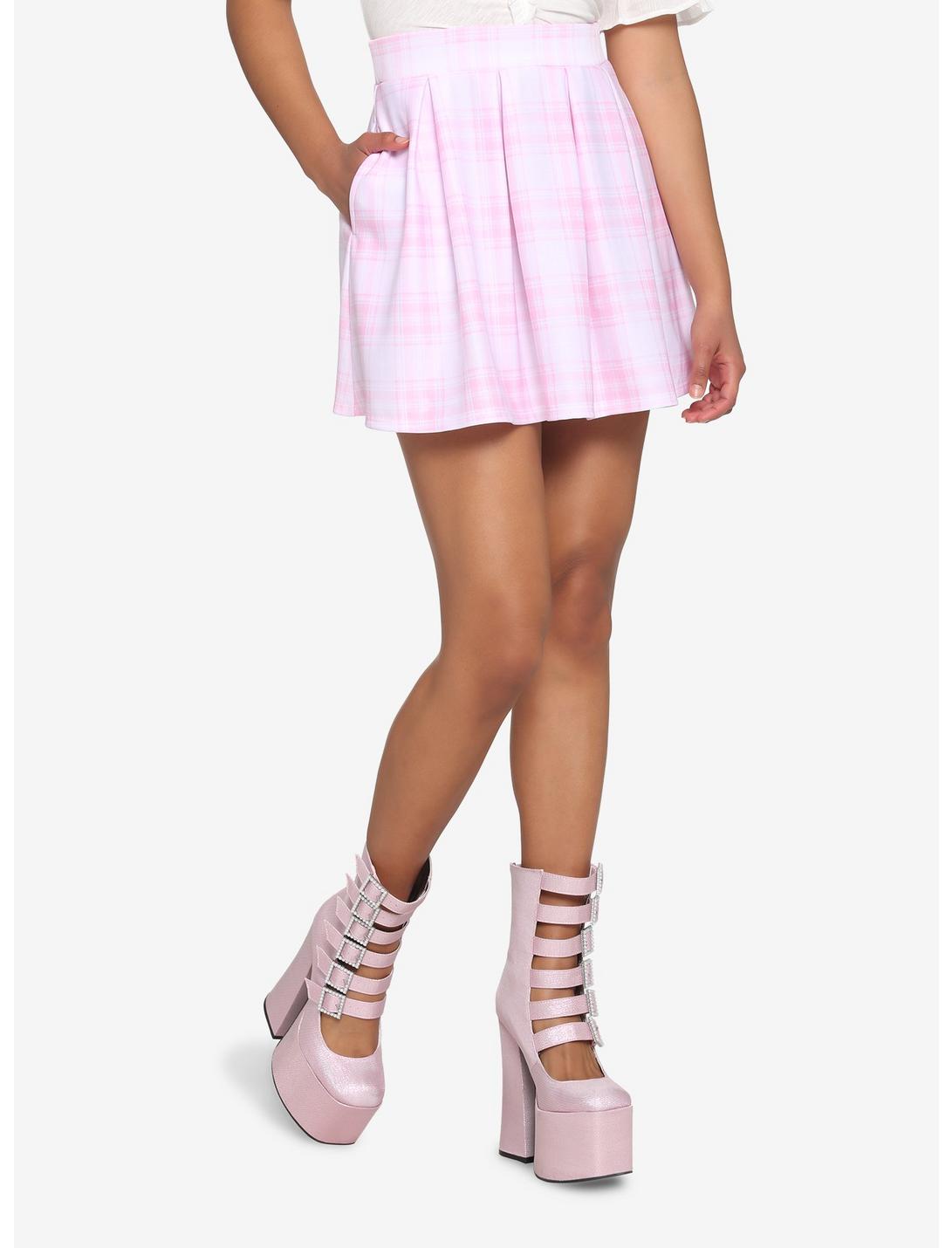 Pink Plaid Skirt, PLAID - PINK, hi-res