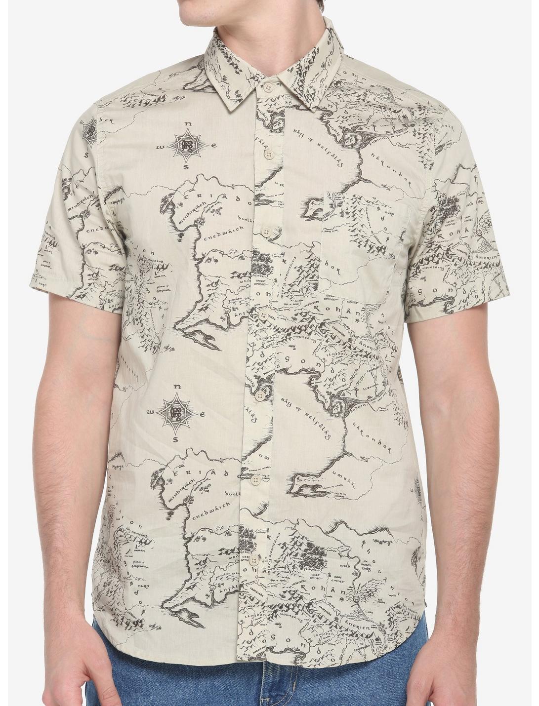 The Lord Of The Rings Middle-Earth Map Woven Button-Up, MULTI, hi-res