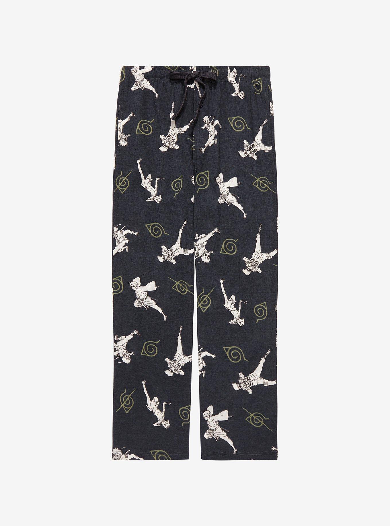 Naruto Shippuden Naruto & Friends Allover Print Sleep Pants - BoxLunch Exclusive, BLACK, hi-res