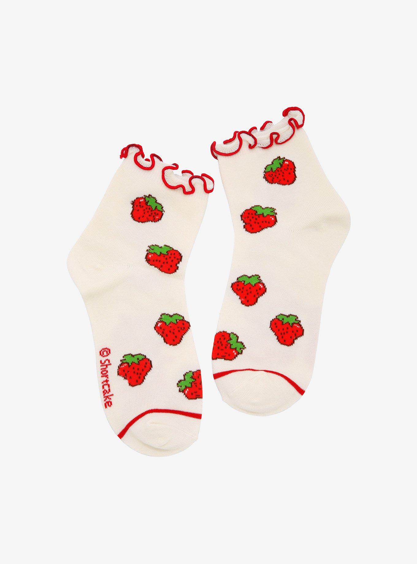 Strawberry Shortcake Lettuce Trim Ankle Socks, , hi-res
