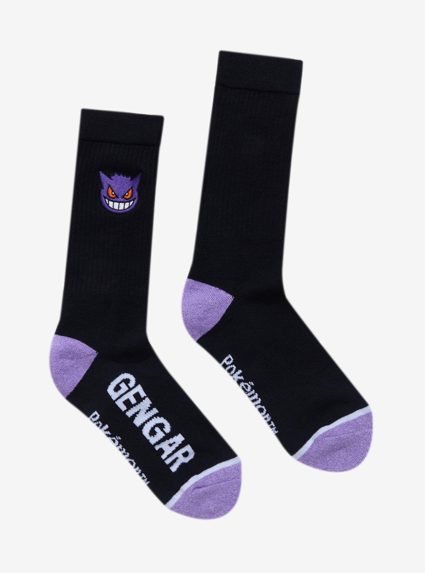 Pokemon Gengar Embroidered Crew Socks, , hi-res