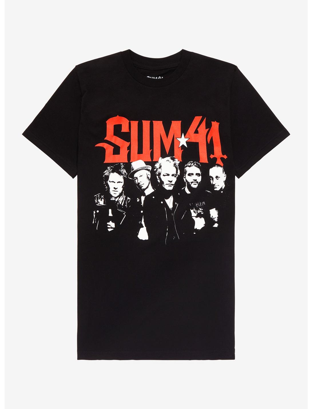 Sum 41 Group Photo Boyfriend Fit Girls T-Shirt, BLACK, hi-res