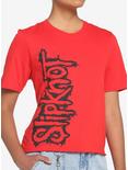 Slipknot Logo Boyfriend Fit Girls Crop T-Shirt, RED, hi-res