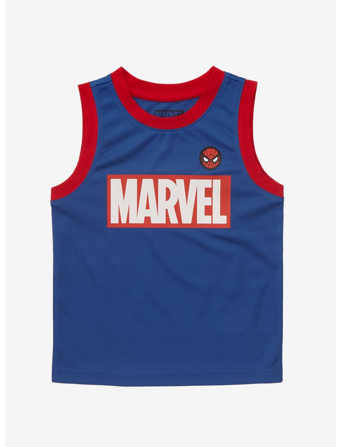 Marvel Spider-Man 2-Piece Basketball Shorts/Jersey Boys Blue/Black Sizes 5,6 NWT 