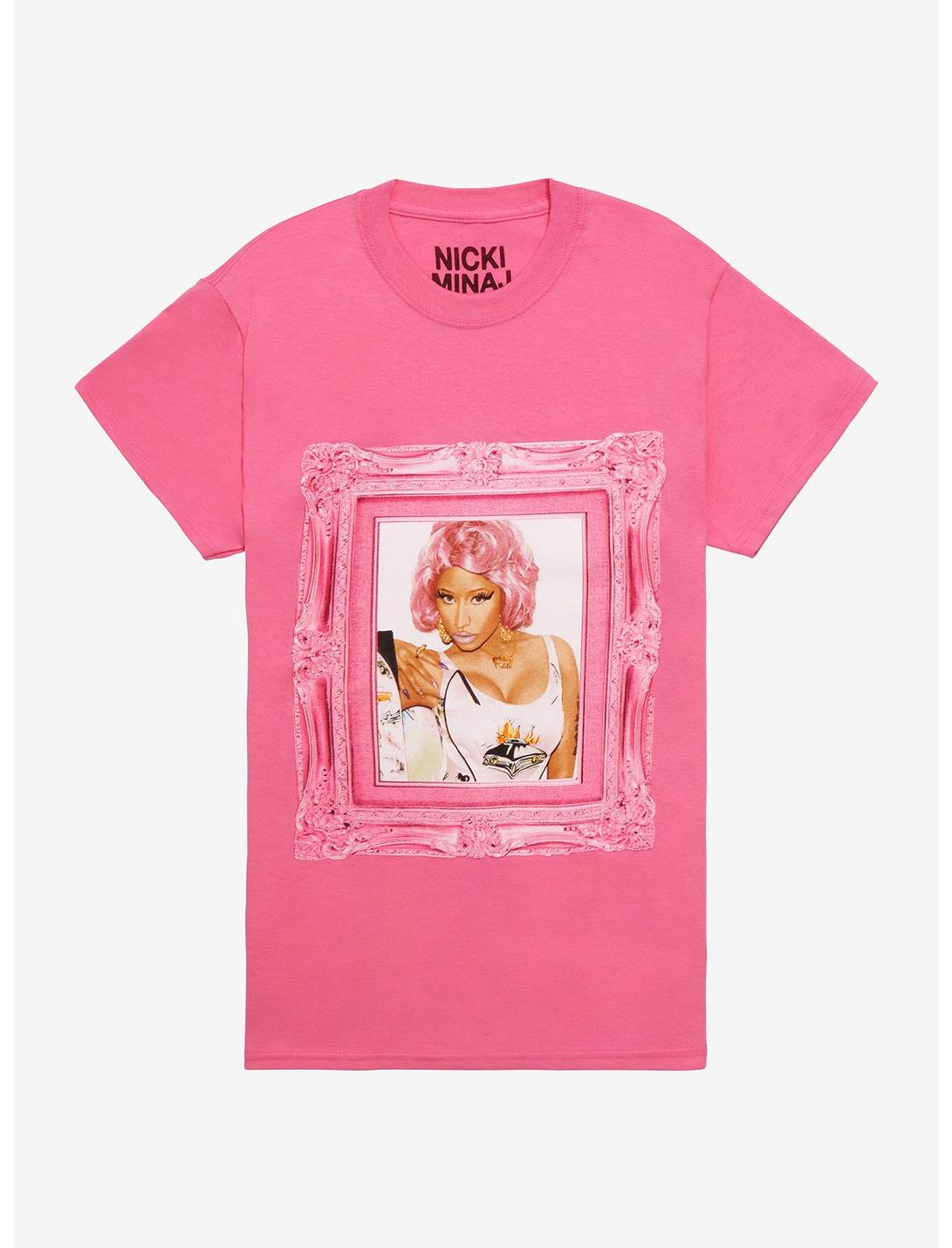 Nicki Minaj Hot Pink Portrait Boyfriend Fit Girls T-Shirt, PINK, hi-res
