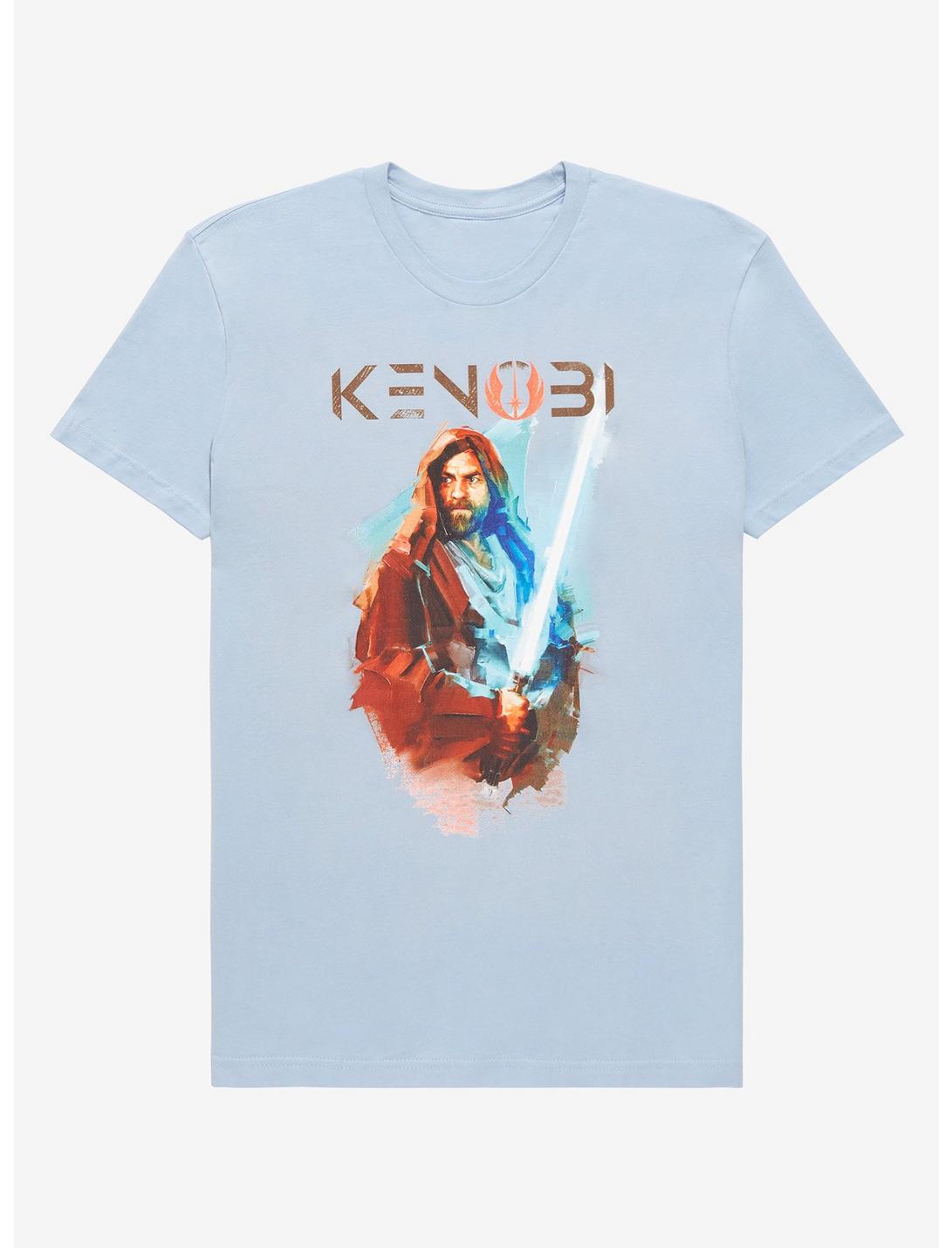 Star Wars Obi-Wan Kenobi Lightsaber Portrait T-Shirt - BoxLunch Exclusive, LIGHT BLUE, hi-res