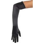 Long Black Satin Gloves, , hi-res