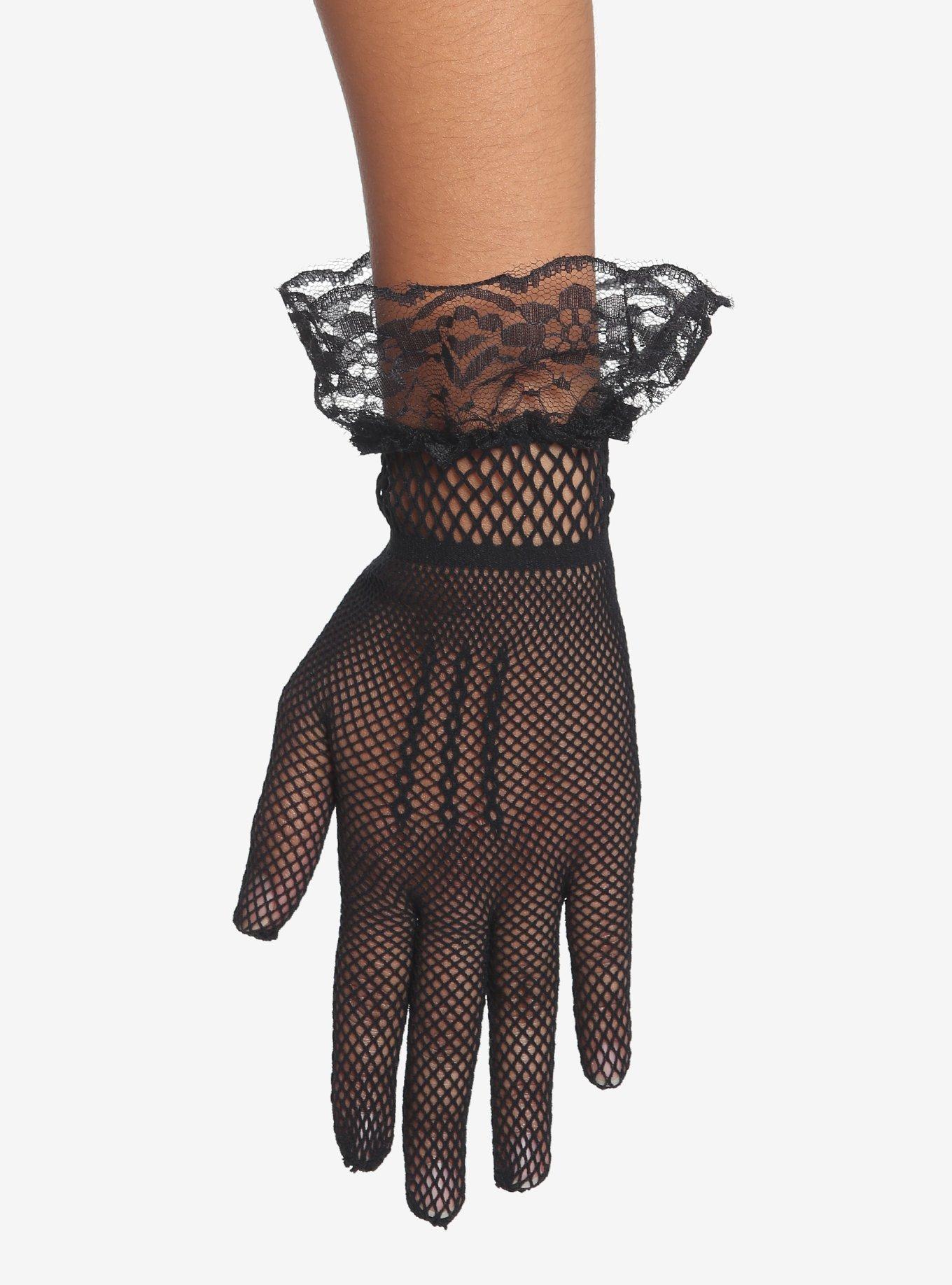 Black Lace Fishnet Gloves