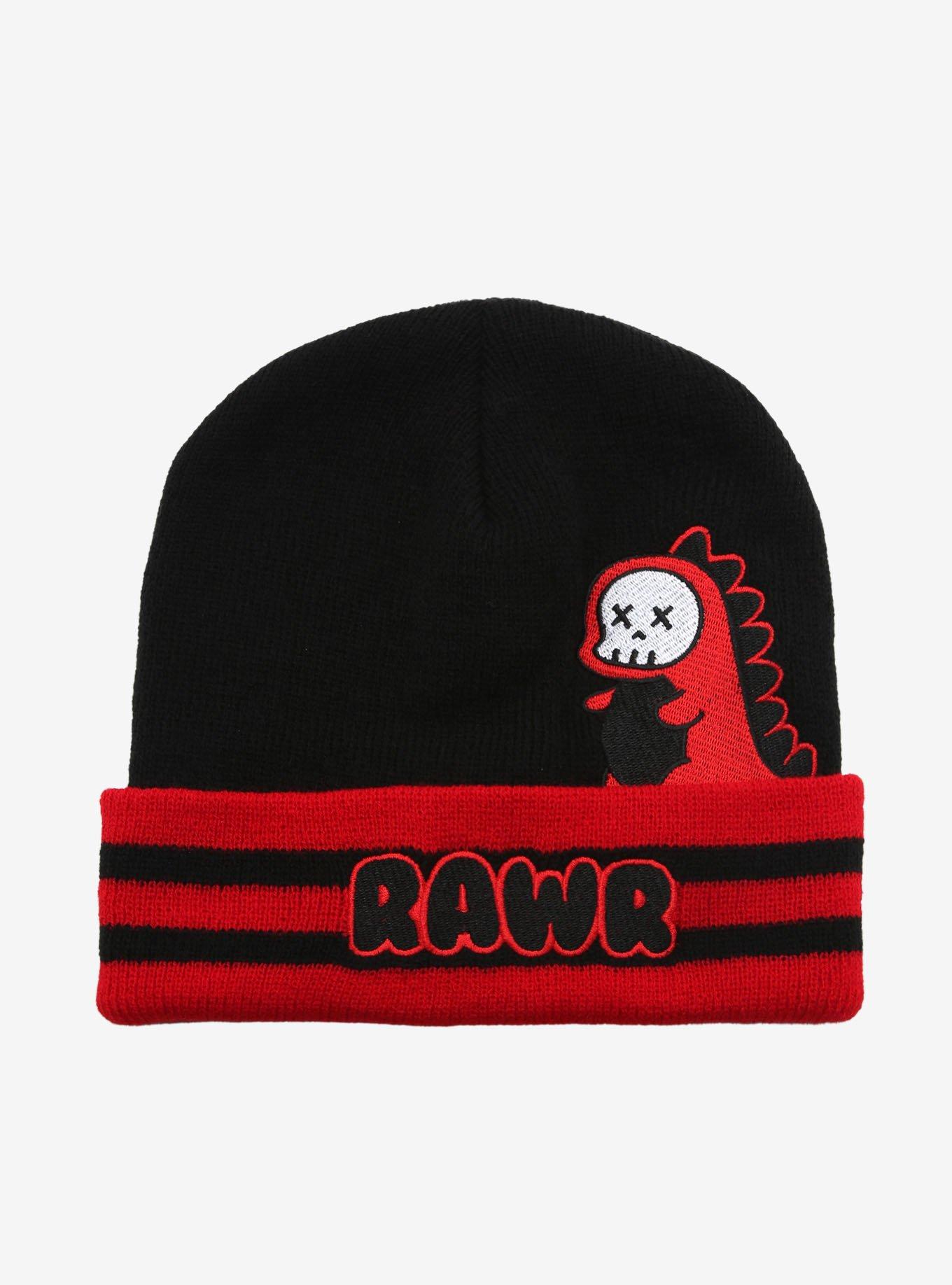 Rawr Black & Red Stripe Beanie, , hi-res