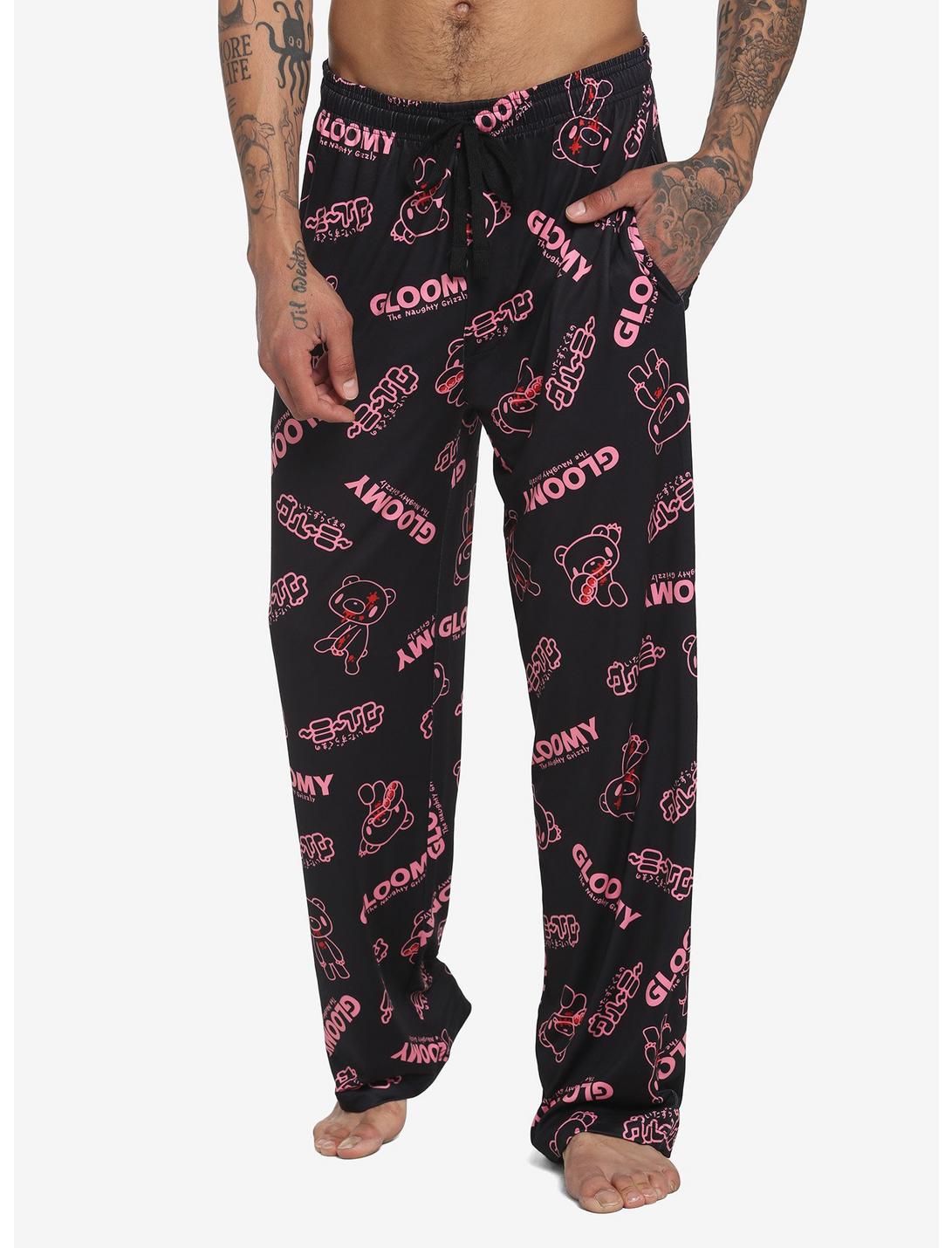 Gloomy Bear Logo Pajama Pants, PINK, hi-res