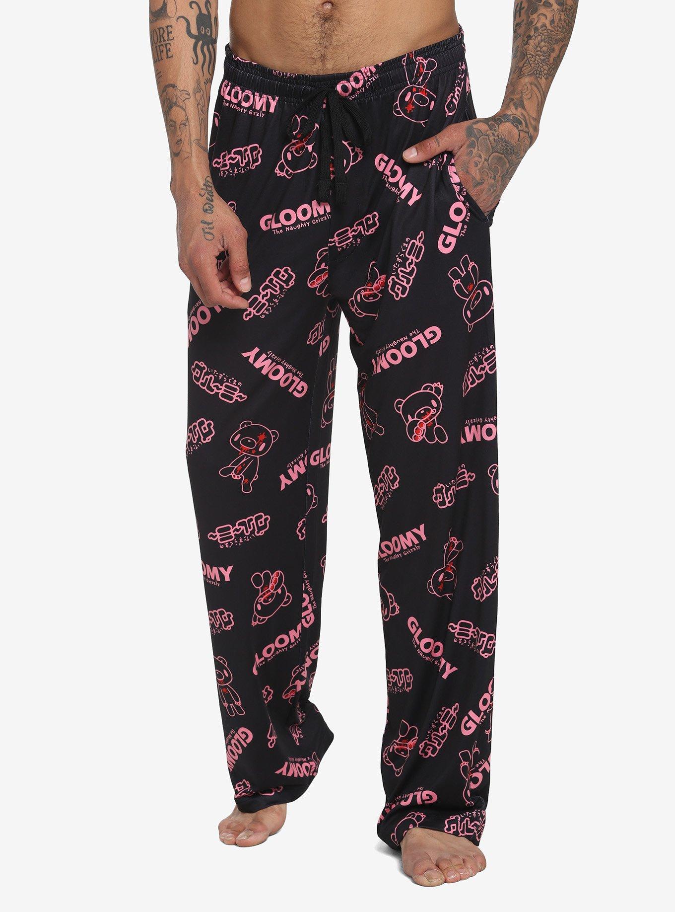 Gloomy Bear Logo Pajama Pants, PINK, hi-res