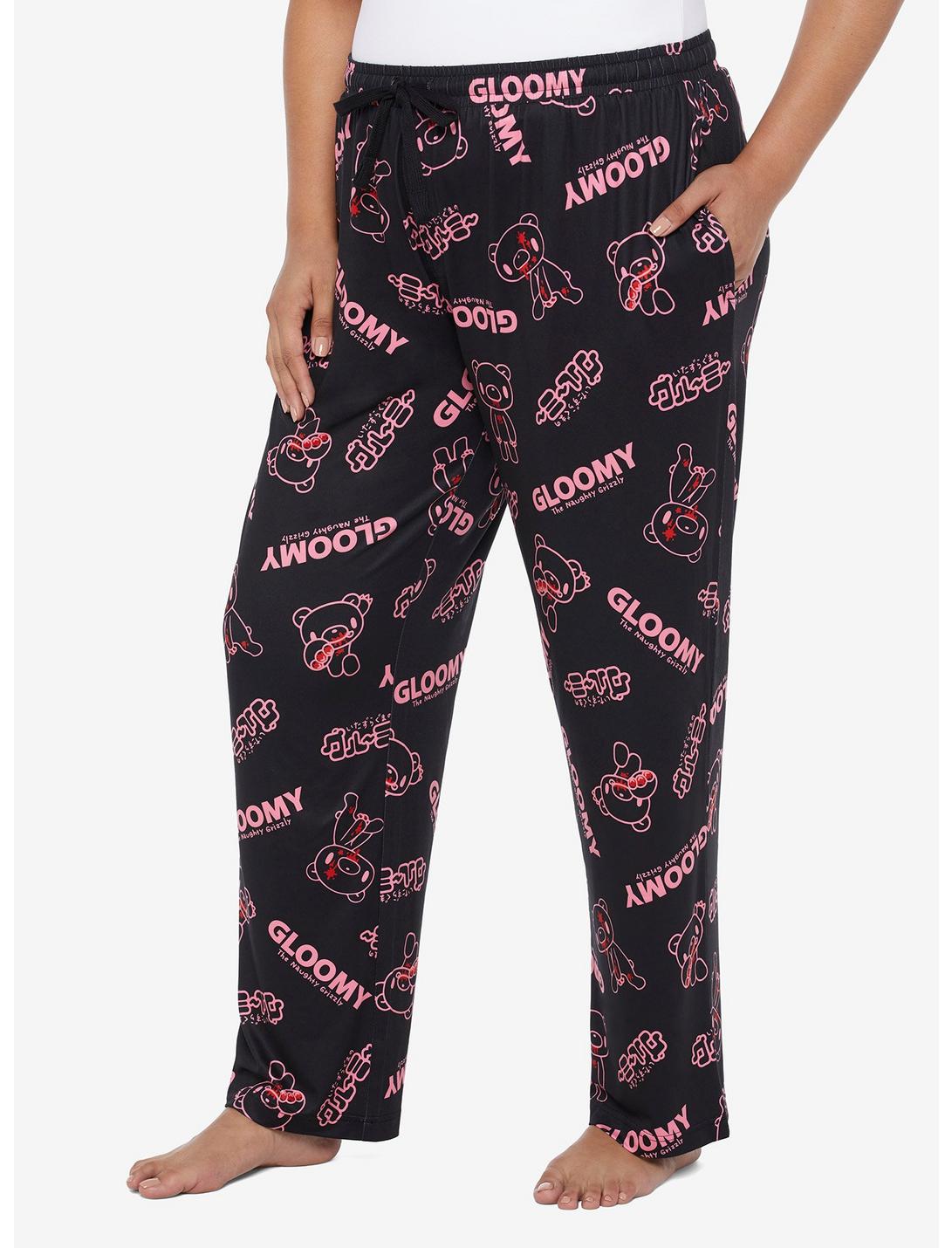 Gloomy Bear Logo Pajama Pants Plus Size, PINK, hi-res