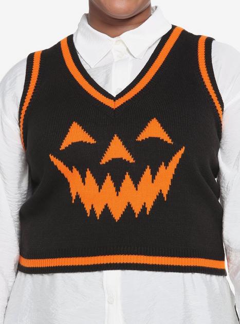 Black & Orange Pumpkin Girls Sweater Vest Plus Size | Hot Topic
