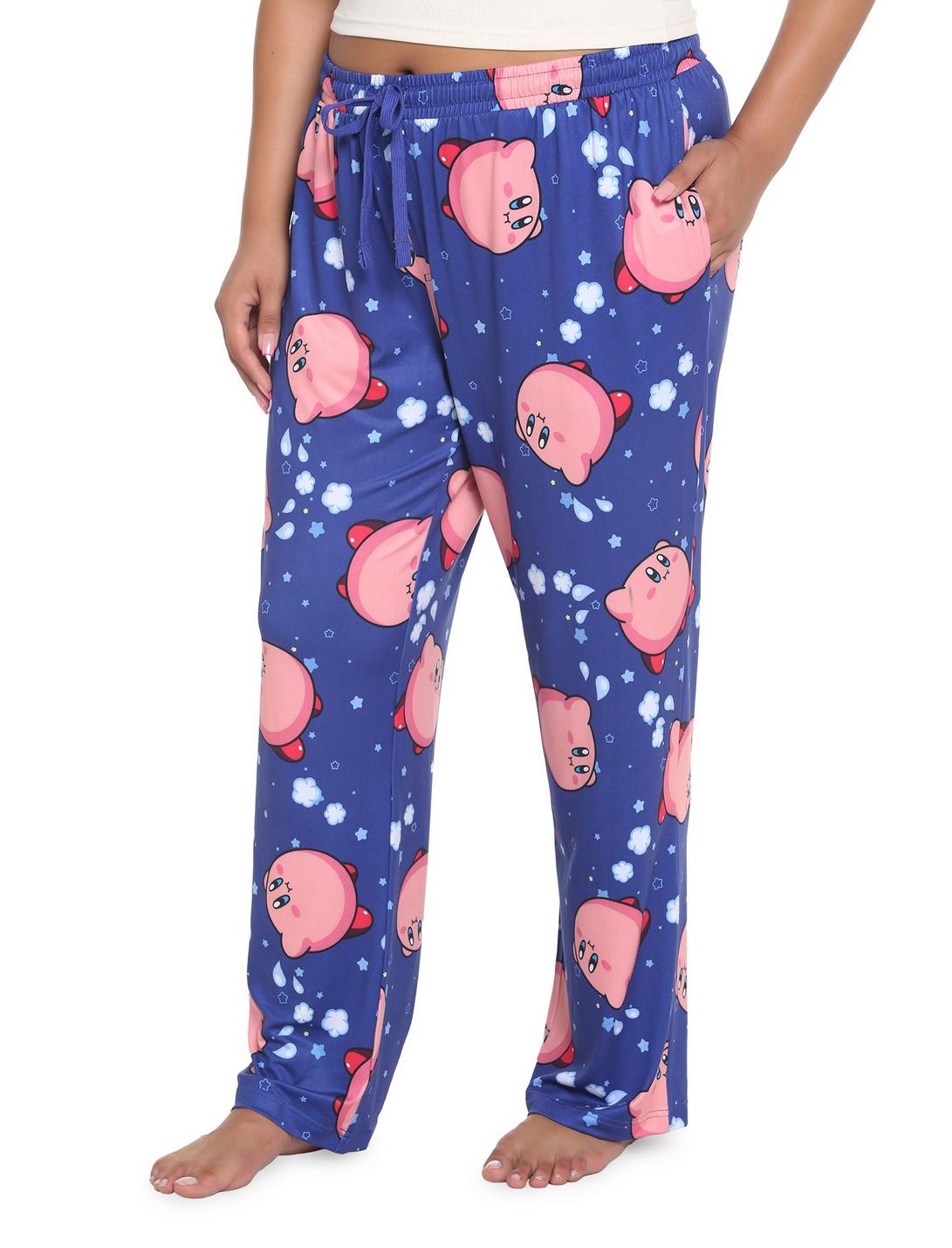 Kirby Floating Stars Pajama Pants Plus Size, PINK, hi-res