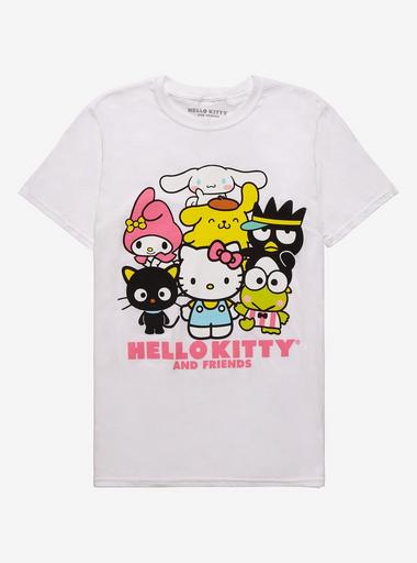 Hot Topic Hello Kitty And Friends Rainbow Checkered Tie-Dye Boyfriend Fit  Girls T-Shirt