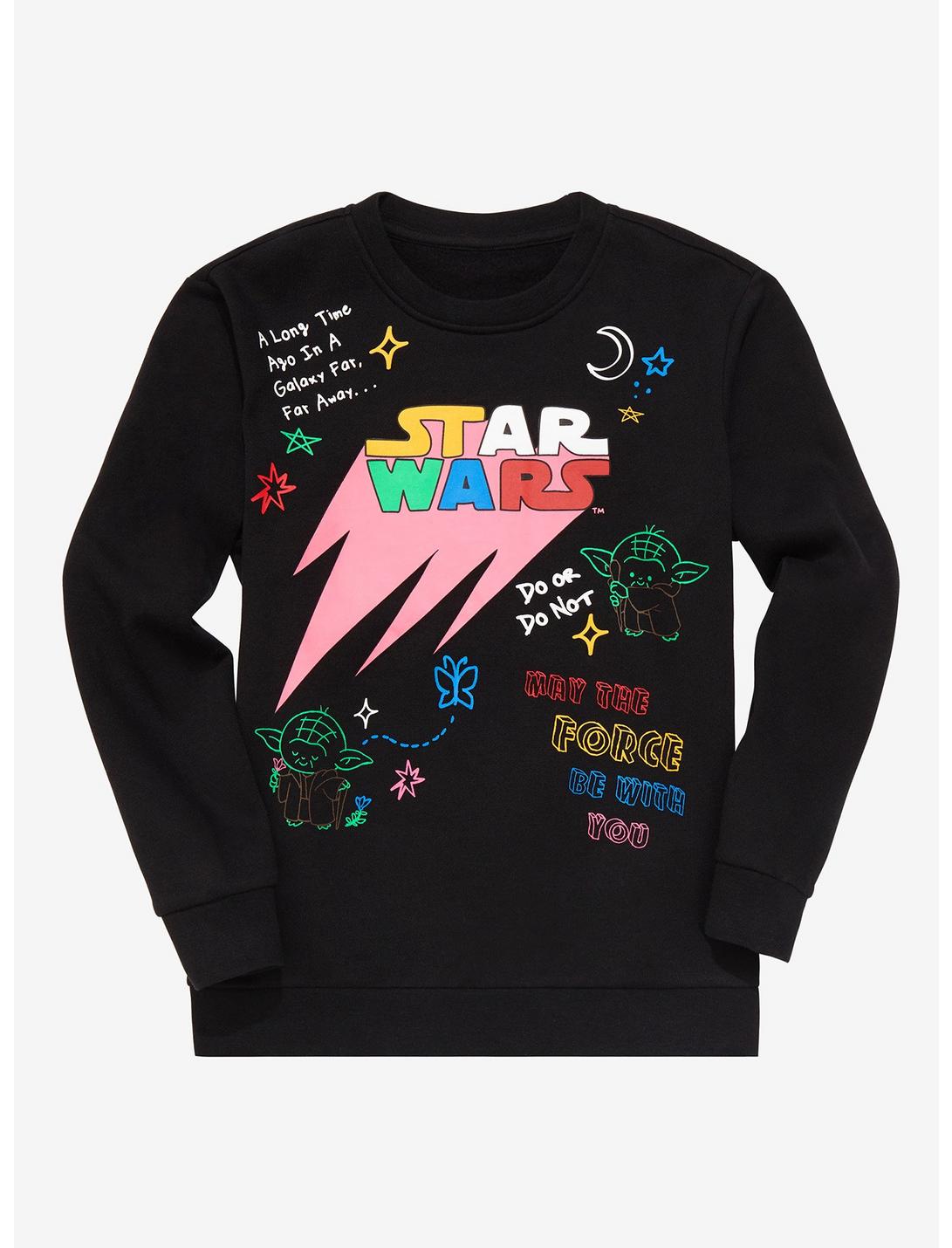 Our Universe Star Wars Doodles Youth Crewneck - BoxLunch Exclusive, BLACK, hi-res