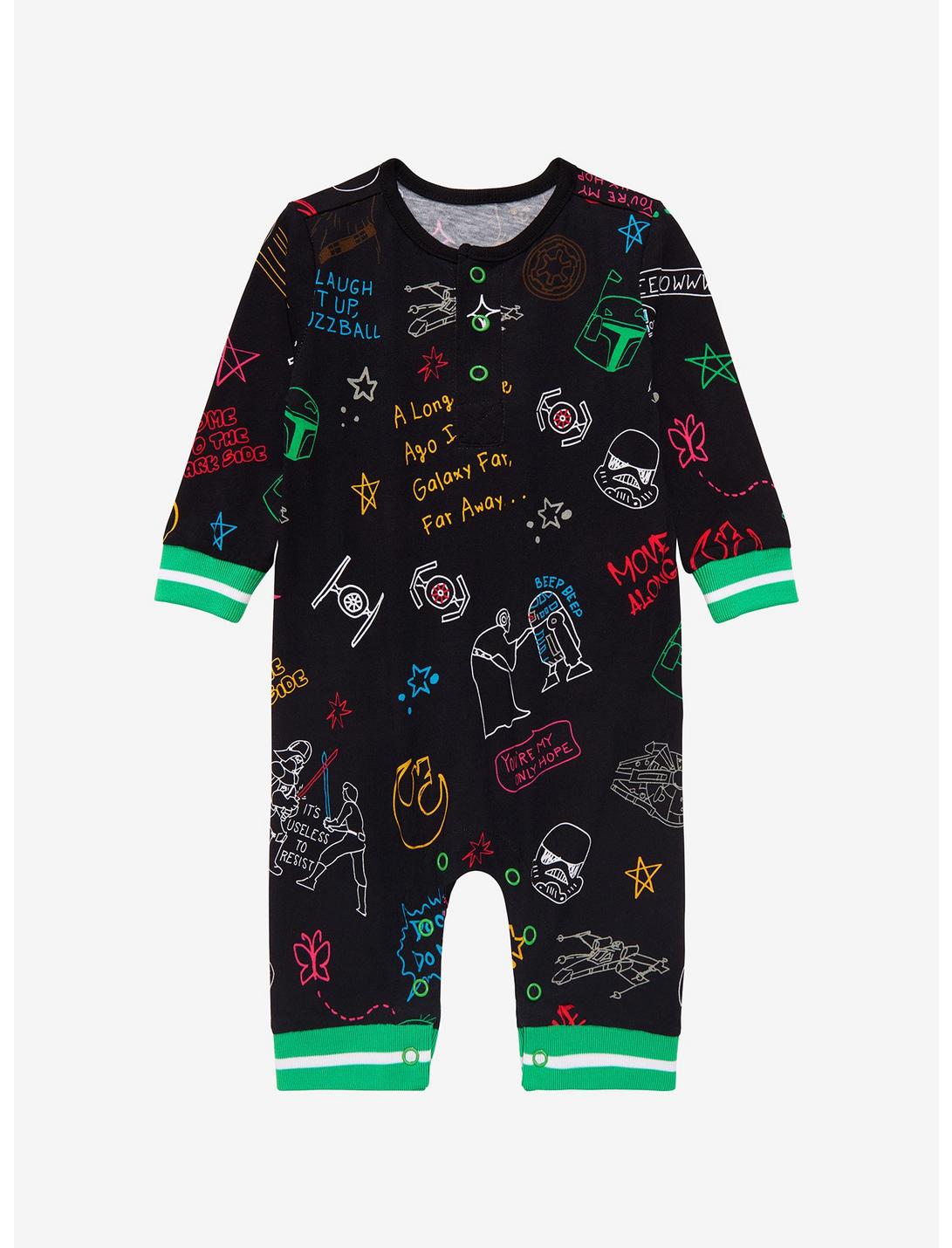 Our Universe Star Wars Doodles Full Body Infant One-Piece - BoxLunch Exclusive, BLACK, hi-res
