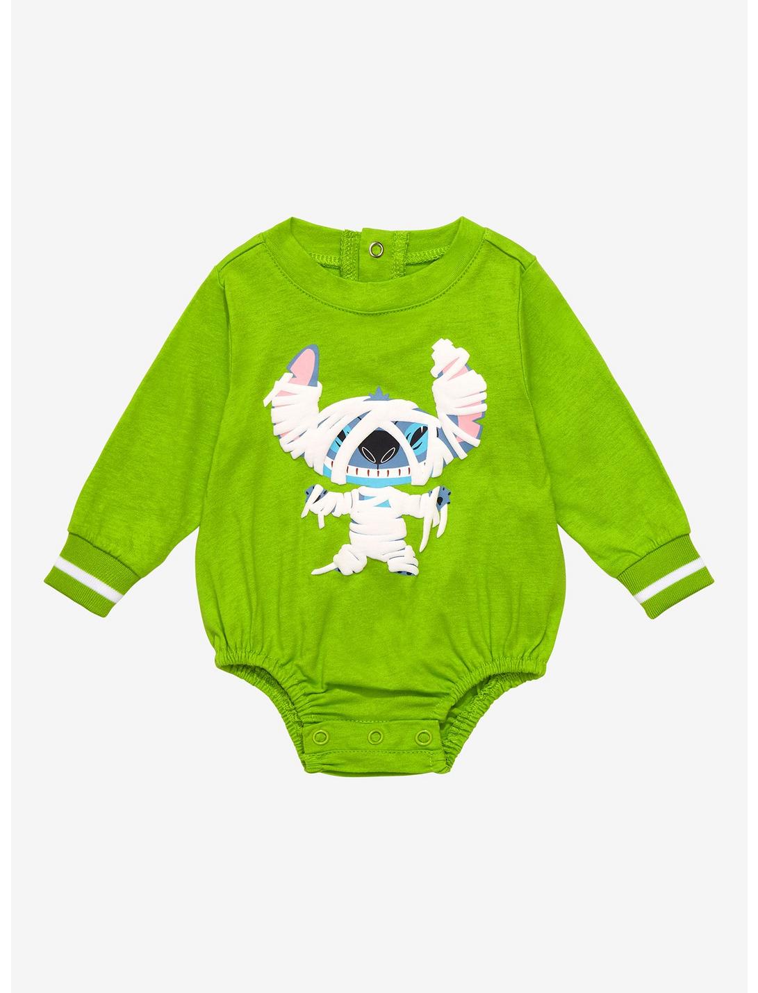 Our Universe Disney Lilo & Stitch Mummy Stitch Long-Sleeve Infant One-Piece - BoxLunch Exclusive, LIME, hi-res