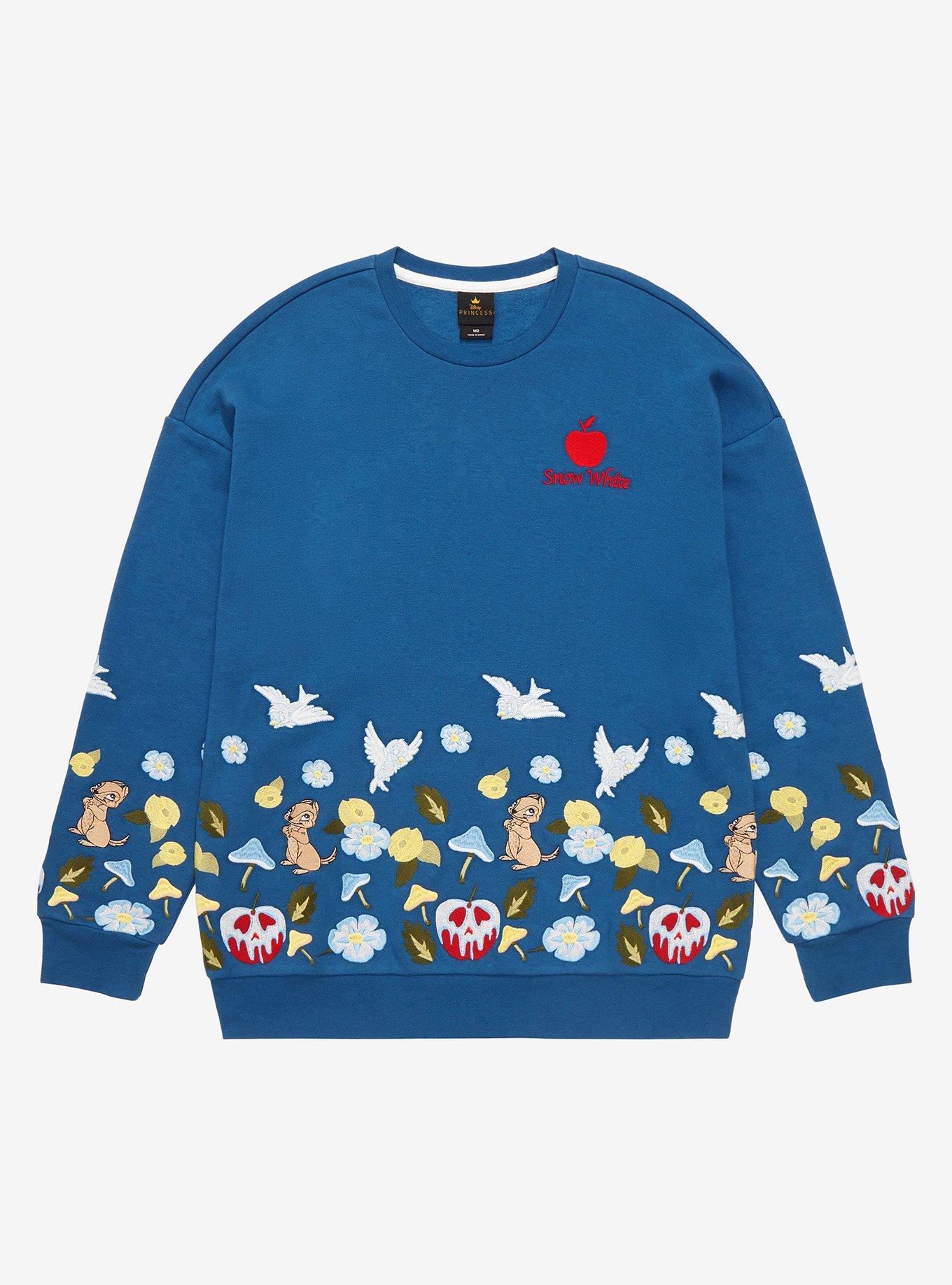 Disney Princess Snow White Embroidered Floral Crewneck - BoxLunch Exclusive , NAVY, hi-res