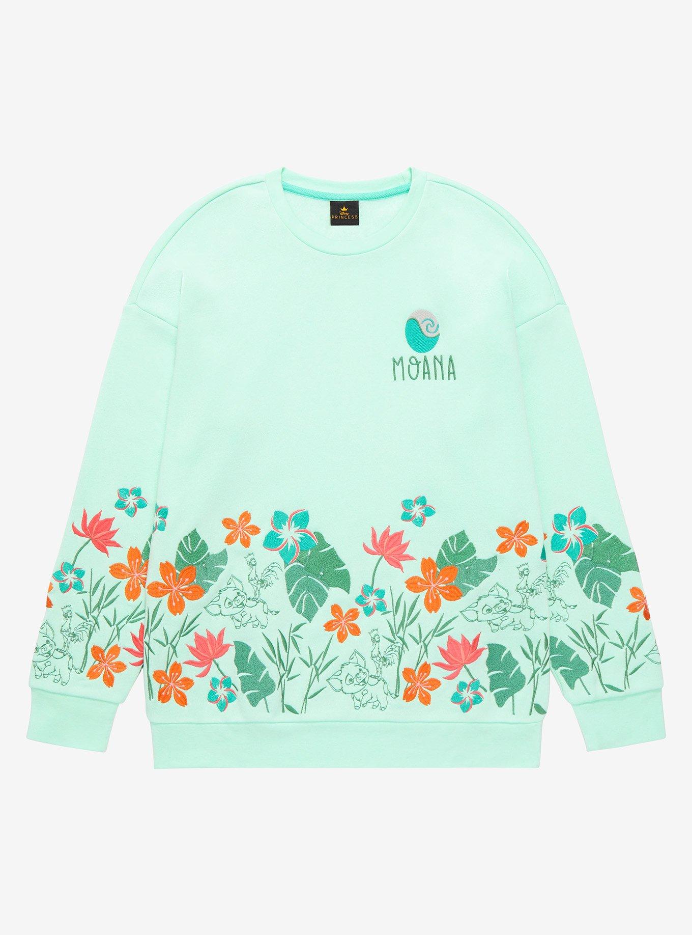 Disney Moana Pua & Heihei Floral Crewneck - BoxLunch Exclusive, BLUE, hi-res