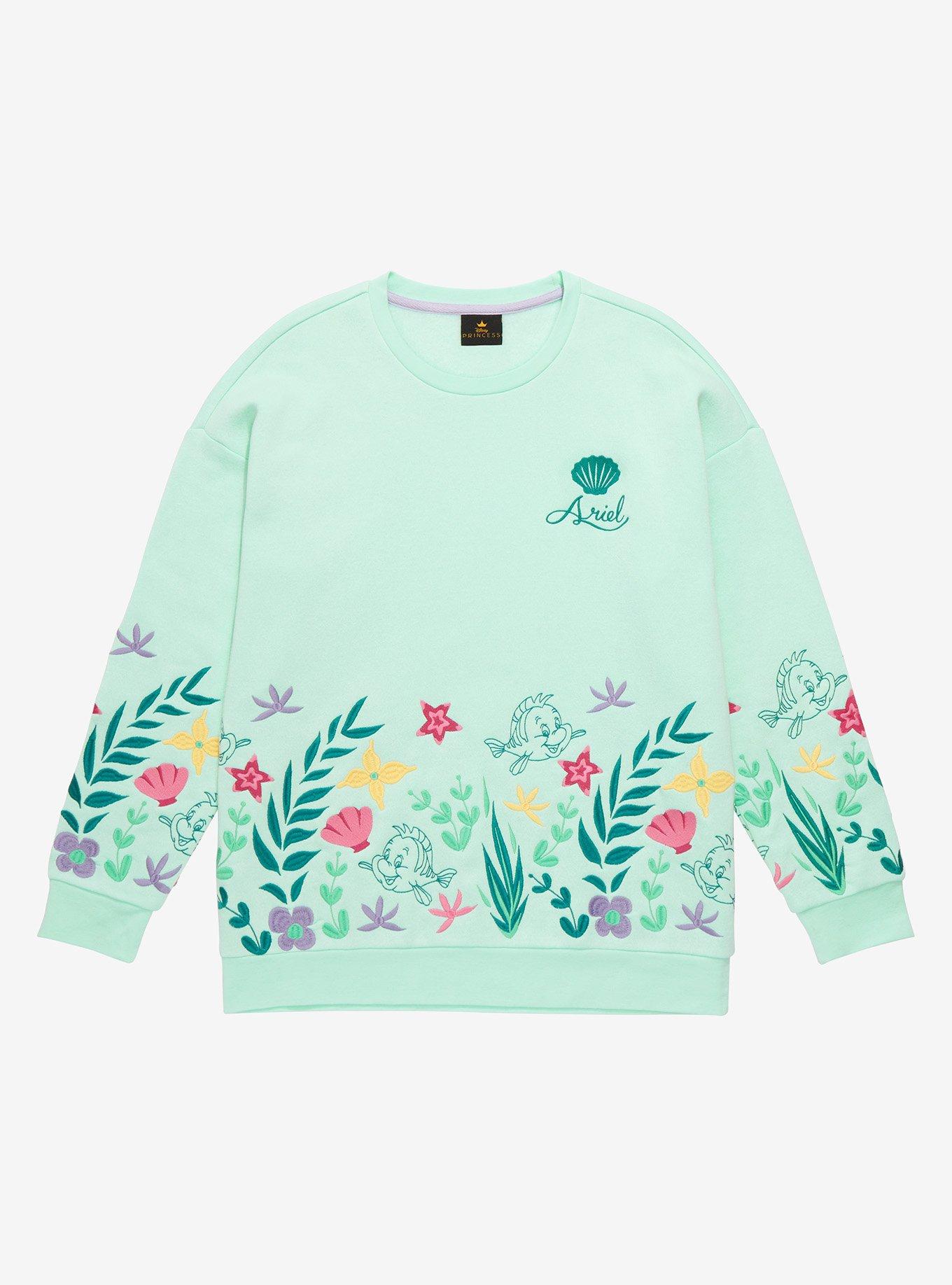 Disney The Little Mermaid Flounder Floral Crewneck - BoxLunch Exclusive, , hi-res