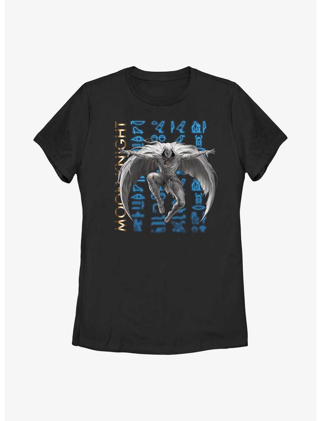 Marvel Moon Knight Hieroglyphic Stack Womens T-Shirt, BLACK, hi-res