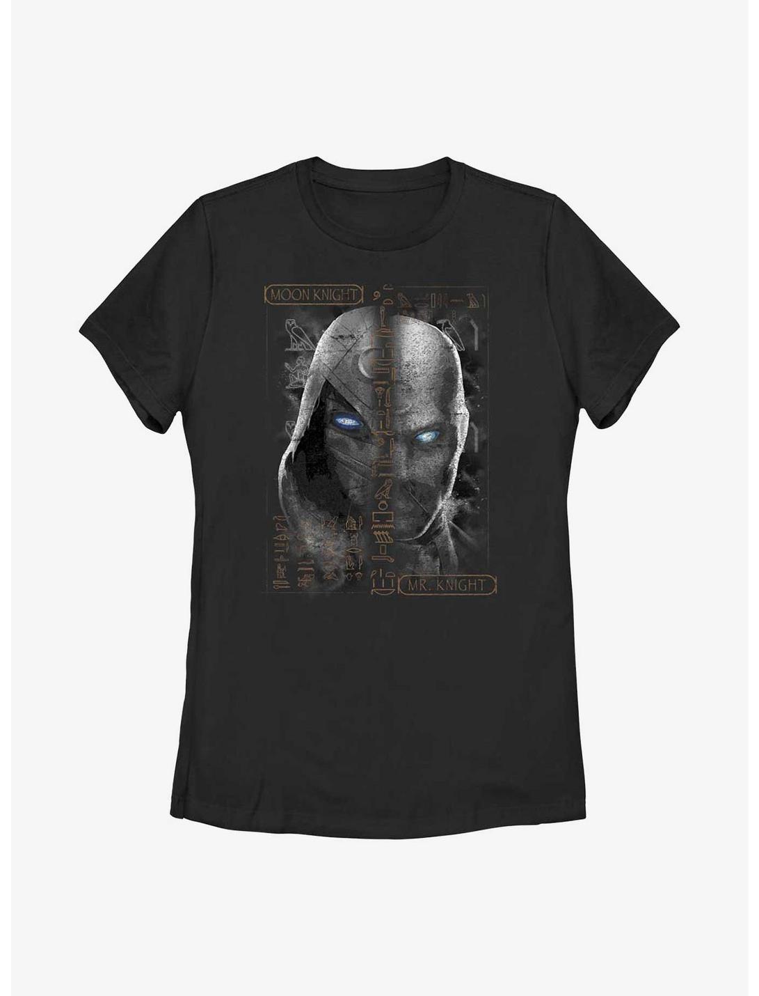Marvel Moon Knight Split Mr. Knight Face Womens T-Shirt, BLACK, hi-res