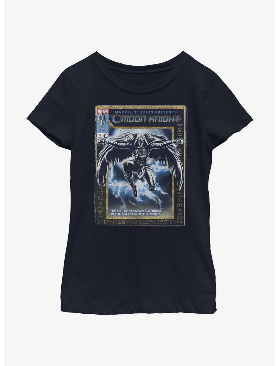 Marvel Moon Knight Ancient Comic Cover Youth Girls T-Shirt, NAVY, hi-res