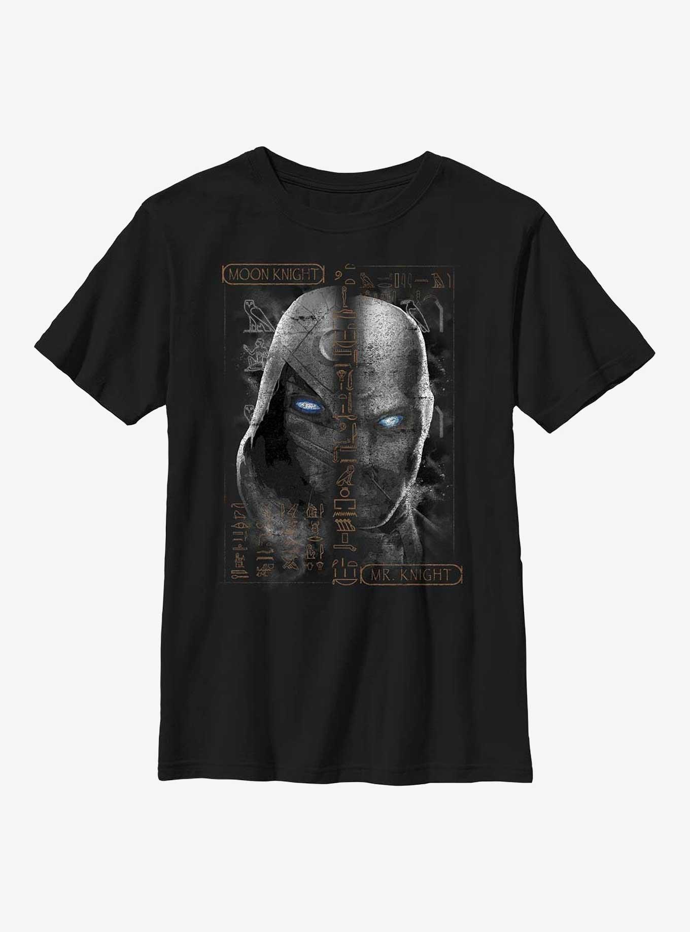 Marvel Moon Knight Split Mr. Knight Face Youth T-Shirt, BLACK, hi-res